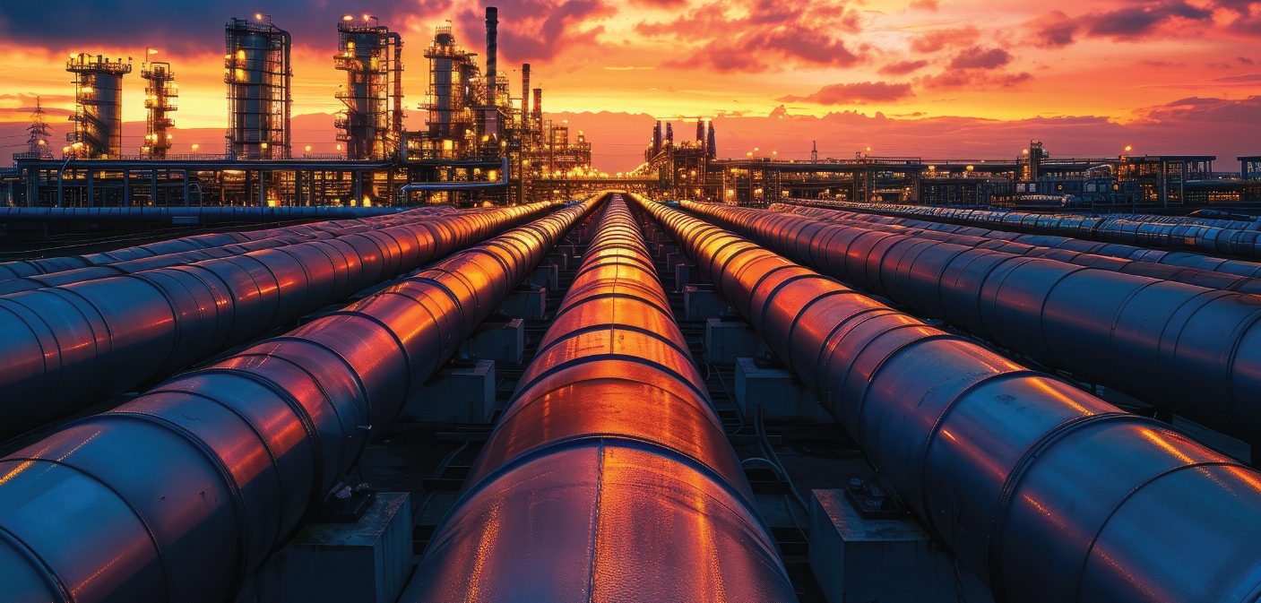 Pipelines at sunset